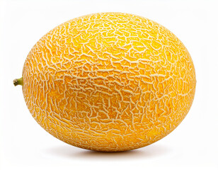 Cantaloupe Melon Isolated on White Background, Close-Up of Rind Texture