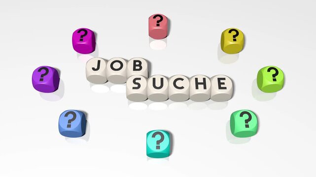 animierte Buchstabenw&uuml;rfel bilden das Wort: Jobsuche