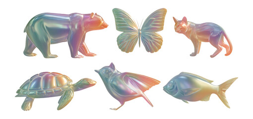 Obraz premium Colorful Isolated Animal Set on Transparent Background for Design