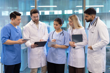 Team of medical professionals collaborating in a modern healthcare setting