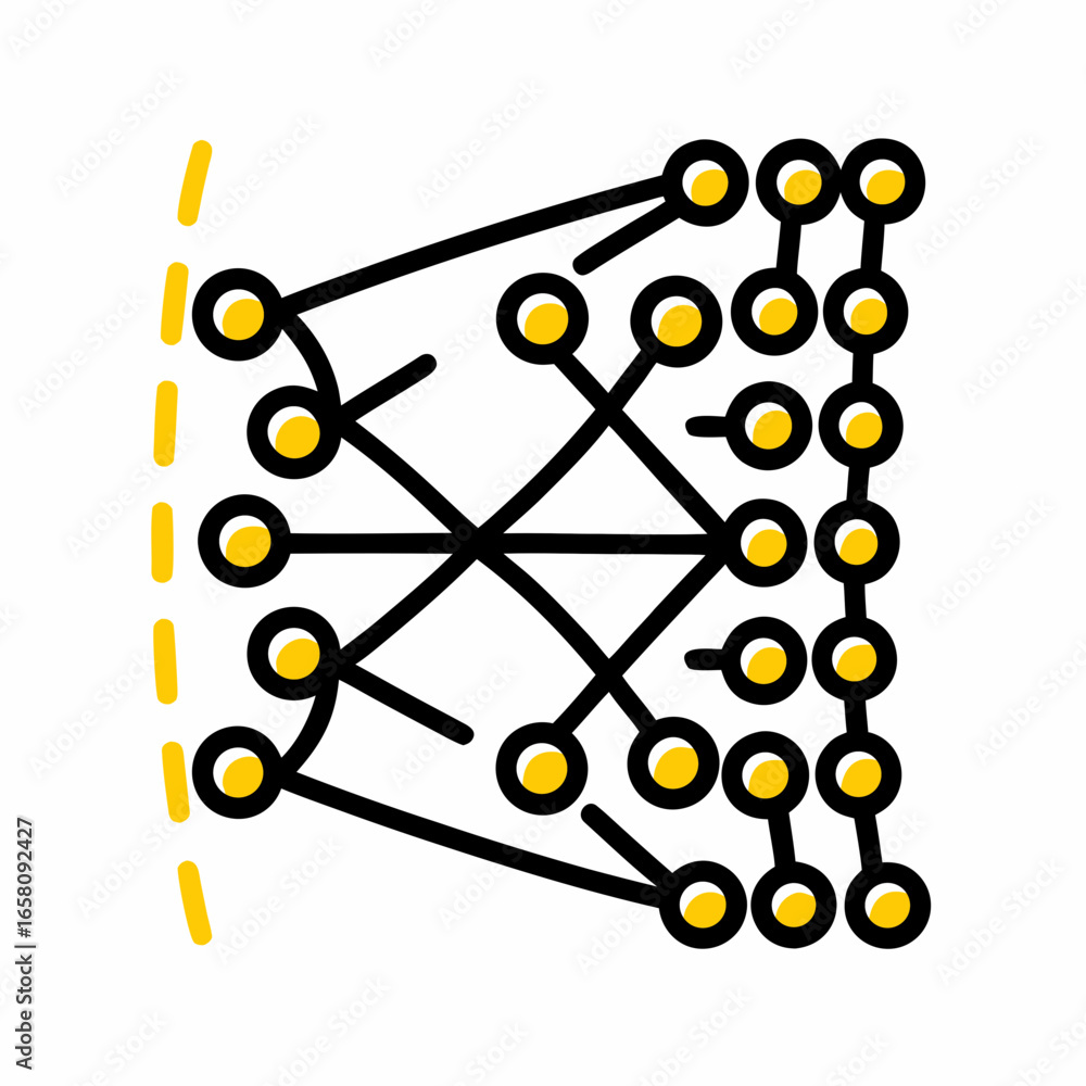 Aufkleber neural network diagram illustrating connections and nodes in design
