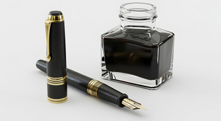 Elegant Fountain Pen and Inkwell