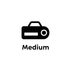 Simplified black and white illustration of a medium-sized portable electronic device.