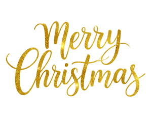  Elegant Merry Christmas Calligraphy with Golden Swirls, Transparent PNG