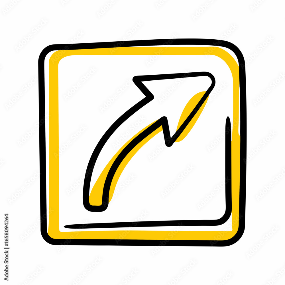 Poster arrow icon pointing upwards in a outlined square frame