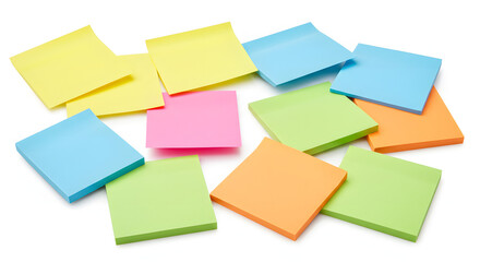Colorful Sticky Notes Scattered on White