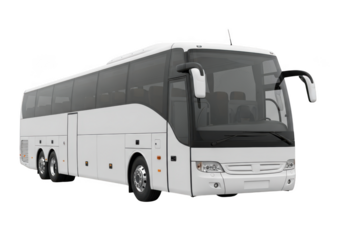 White passenger bus isolated on transparent background