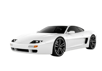 White sports car, isolated on transparent background
