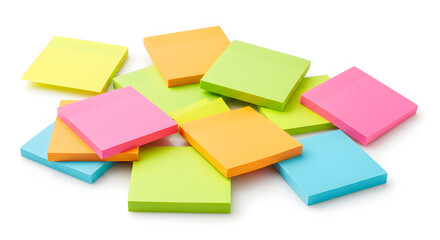 Colorful Sticky Notes Scattered on White