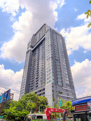 Obraz premium high rise towers building residential apartments and commercial buildings on Pathum Wan and Siam BKK Bangkok Thailand