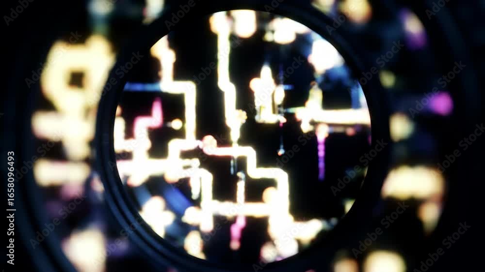 Poster abstract pattern under a lens, network structure, technology concept