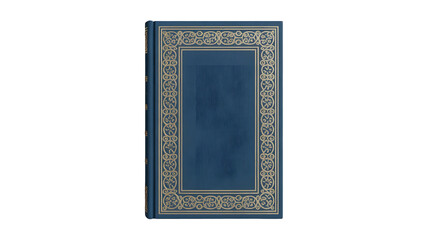 Old blue book with golden decoration isolated on transparent background