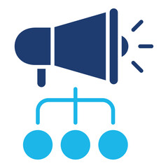 Marketing Automation Icon In Blue Monochrome Flat Design, Vector Illustration