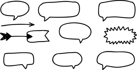 Fototapeta premium Hand Drawn Speech Bubbles and Arrow Vector Illustration for Communication Design 