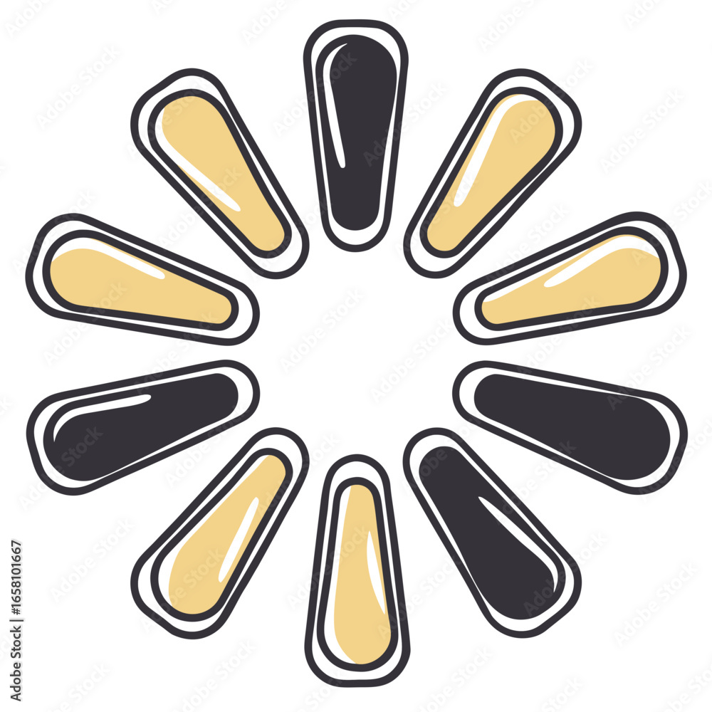 Poster circular loading icon in modern style with yellow and black colors