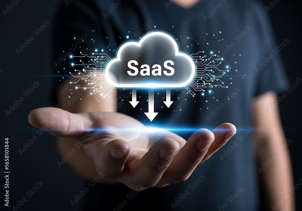 Poster cloud computing technology data transfer saas software as a service