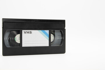 Fototapeta premium Close-up of a video cassette, isolated on white background