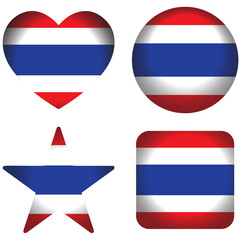 Thailand flag set of icons vector flag of thailand symbol set