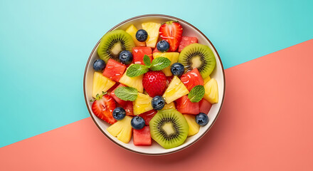 A colorful fruit salad with a variety of fruits