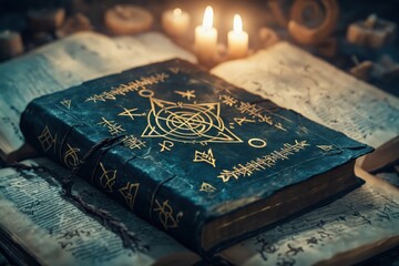 Fototapeta premium closed dark magic book of spells 