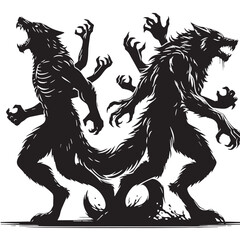 black Werewolf transformation  Silhouette Vector, High Quality Illustration on White Background