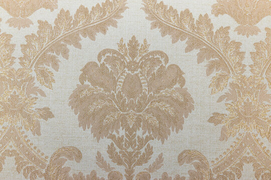 Fototapeta Classic Victorian Rococo Damask in Soft Beige, Ornate Decorative Wallpaper Texture Background
