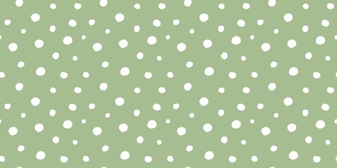 Abstract white polka dot pattern on soft green background. Minimalist and versatile design.	