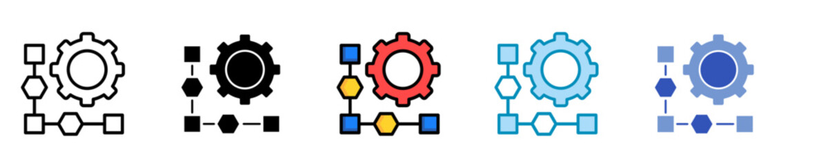 Flowchart  Icon Set Multiple Style Collection
