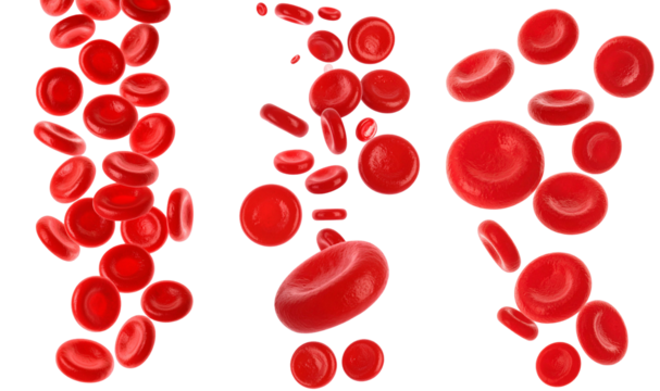 Detailed Red Blood Cells Floating Against A Transparent Background