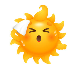 sun cartoon character isolated on transparent background