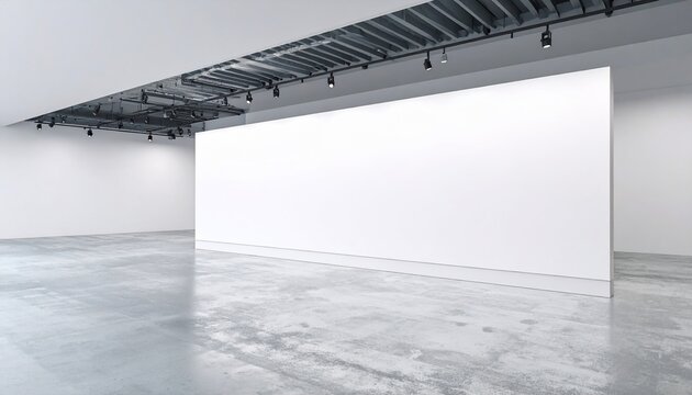 Modern art gallery interior with blank wall space and industrial ceiling design - Powered by Adobe
