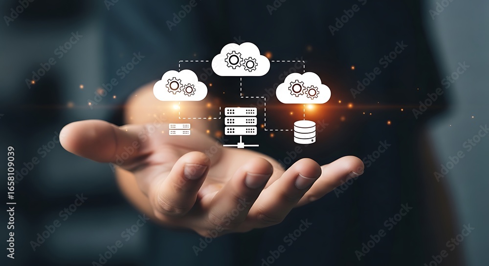 Poster digital cloud network data flow cloud computing data storage