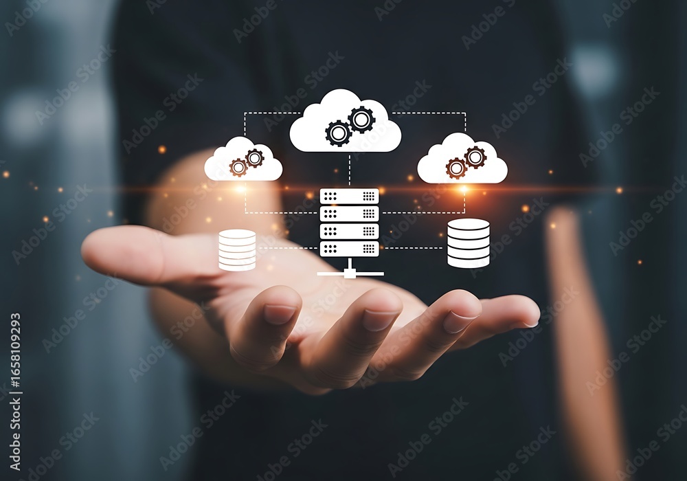 Poster cloud data server network technology cloud computing