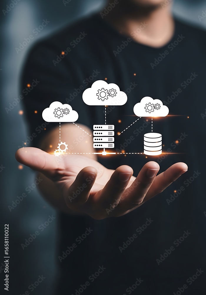 Poster digital cloud data network cloud computing data storage