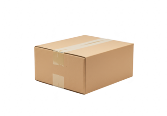 Brown cardboard box isolated on transparent background