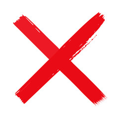 Obraz premium Red cross mark brush stroke symbol isolated transparent background transparent background