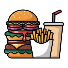 Classic Cheeseburger Vector Illustration.