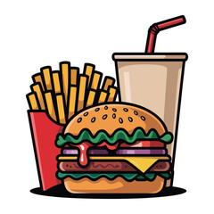 Classic Cheeseburger Vector Illustration.