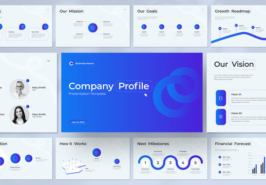 Modern Company Profile Presentation Layout with Blue Accents