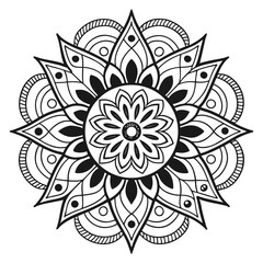 Vector art of detailed mandala design with intricate floral pattern