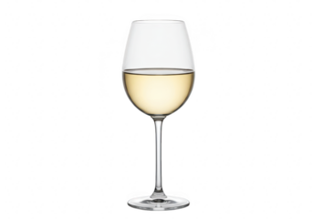 Glass of white wine isolated on transparent background
