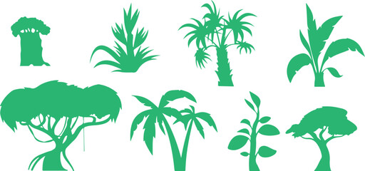 Palm Tree Vector – Tropical, Nature, Plant, Island, Summer, Green, Travel, Beach, Leaf, Botanical, Exotic, Eco, Natural, Isolated, Collection, Icon, Symbol, Design, Pack