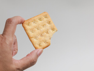 Crispy crackers on white background
