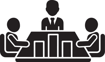Business related icon vector art of business meeting with people around table