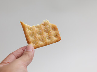 Crispy crackers on white background