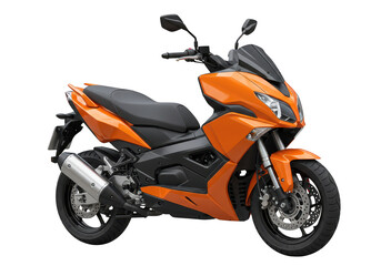 Orange scooter motorcycle isolated on transparent background