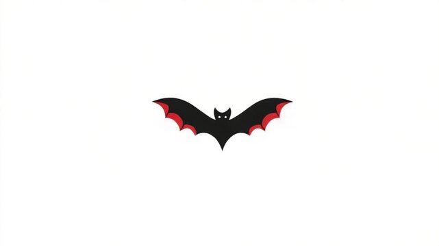 Simple black bat silhouette with red wings on white background