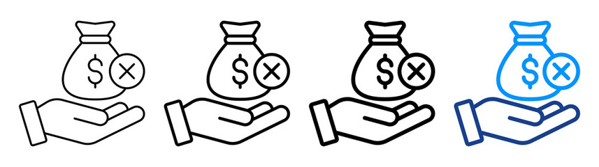 No Charges Icon Multiple Outline Collection Set