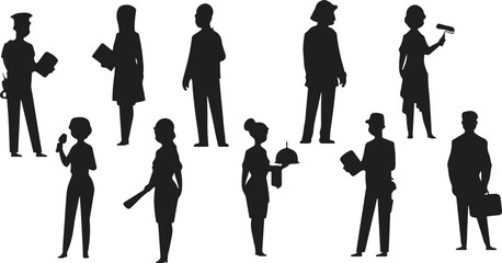 Family and People Silhouette Vector – Man, Woman, Child, Parents, Children, Black, Isolated, Icon, Symbol, Design, Collection, Crowd, Lifestyle, Flat, Human, Group, Social, Graphic