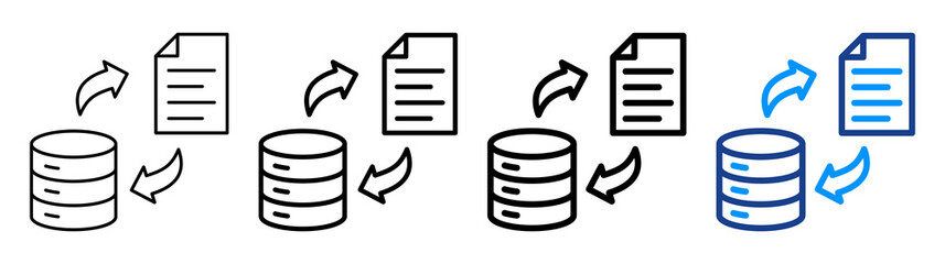 Transactional Data Icon Multiple Outline Collection Set